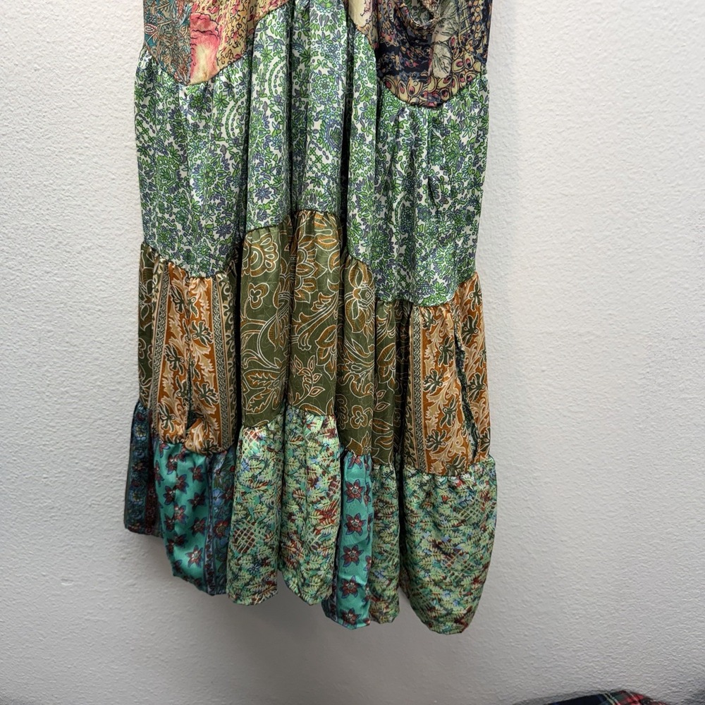 Y2k Paani Babydoll Patchwork Mini Dress Indie Festival Sundress Sz M Tiered Boho - Picture 8 of 11